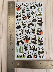 Stickers Playful Pandas Black + White Matte Finish Paper Bamboo Napping Climbing