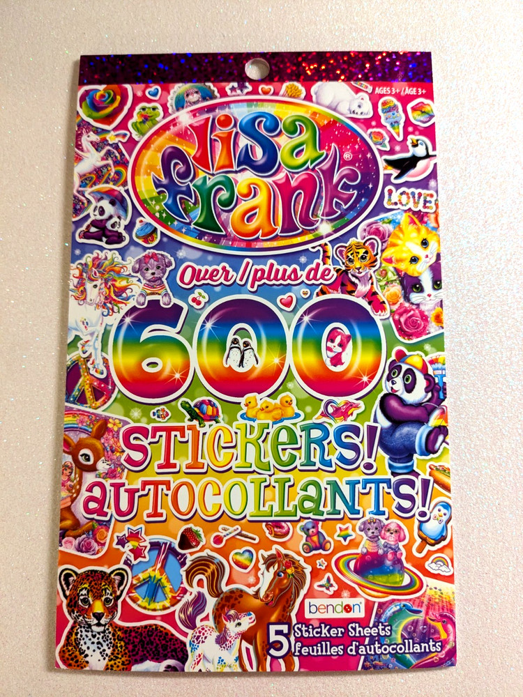 NEW! LISA FRANK STICKER PAD ~ OVER 600 Mini to Large COLORFUL STICKERS! 5 Sheets