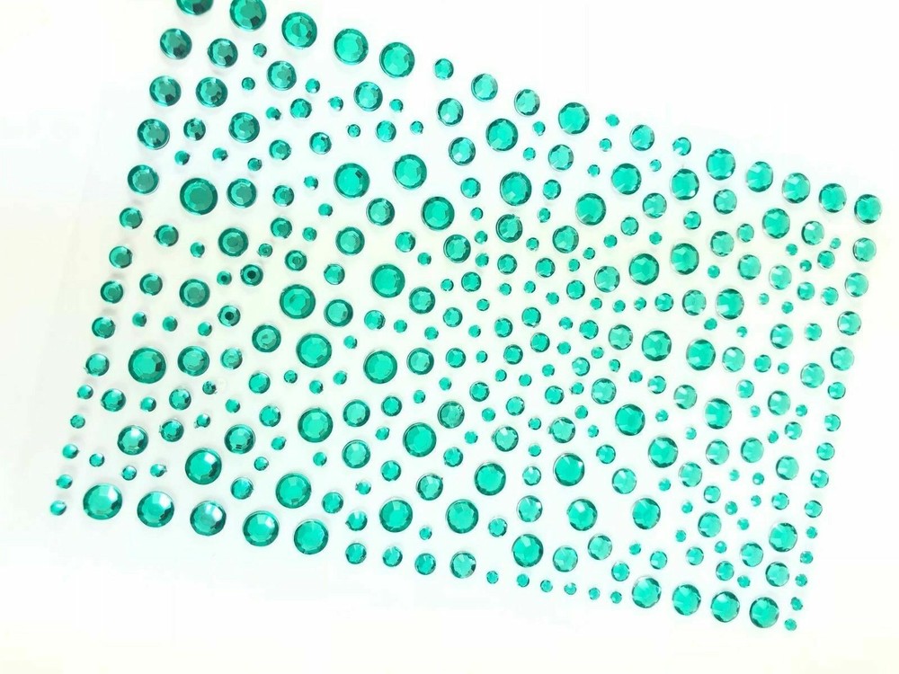 CraftbuddyUS 325 x 2,3,4,5mm MERMAID GREEN Self Adhesive Gems