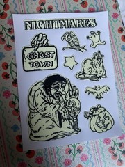 Vintage Very Rare Nightmares Glow In The Dark Sticker Sheet 4×3 Inches Kodak