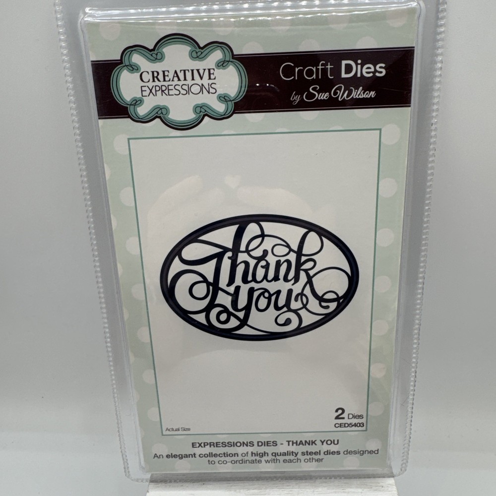 Creative Expressions Sue Wilson Thank You Craft Die CED5403 New 2pc Sentiment