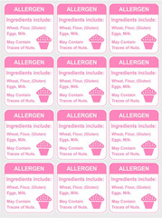 Allergy Sticker for Cake,1.5 Inch 300Pcs Pink Allergen Labels for Bakery