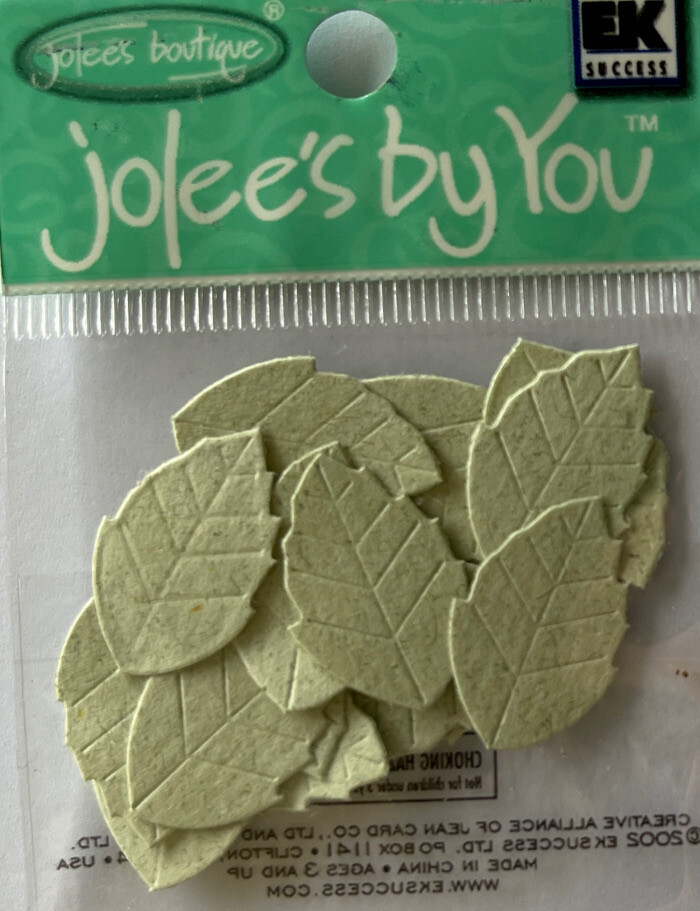 LIGHT GREEN ROSE LEAF Die-cut Embellishment(20pc)Jolee’s•Flower•Garden•Long Stem