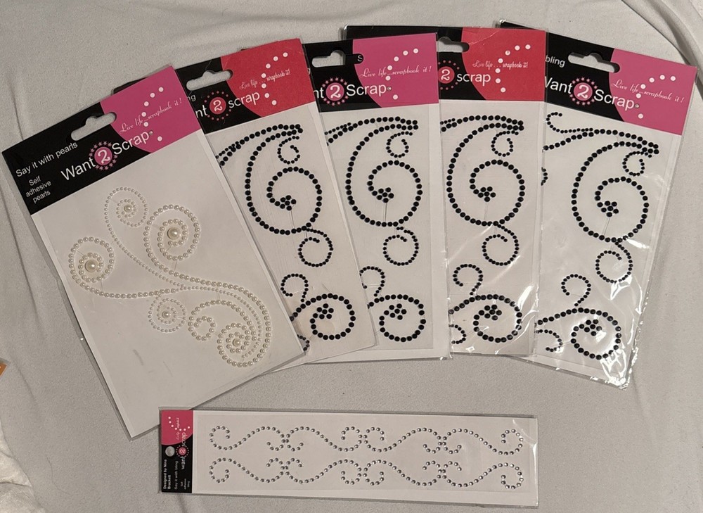 Want 2 Scrap Lot of Swirls of Rhinestones and Pearls Lot Brand New