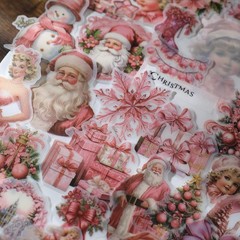 36 pcs Pink Christmas Translucent Vellum Matte Surface Paper Sticker Scrapbook
