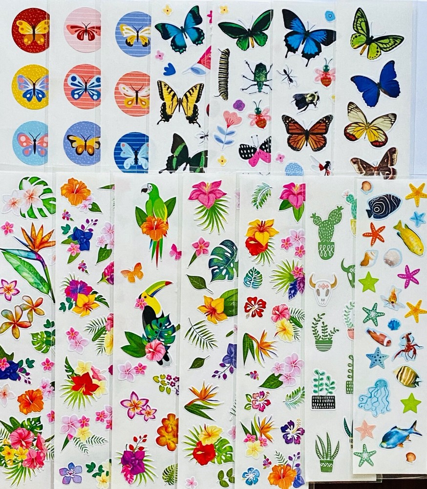 259+ Sticker Lot animals butterfly cat kittens bird flowers plants sea wild life