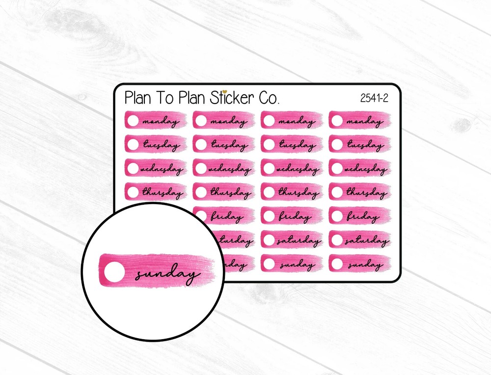 2541-2~~ Dark Pink Watercolor Date Cover Planner Stickers.