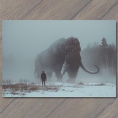 STICKER Woolly Mammoth Elephant Snowy Weird Vibe Strange Unusual Creepy Human