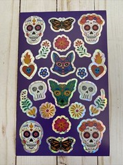 Dia De Los Muertos Day Of The Dead Sticker Sheet Foil Accents Halloween Decorate