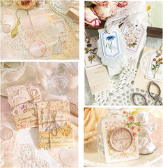 100Pcs Vintage Floral Scrapbook Paper Journaling Stickers Assorted Set, Material