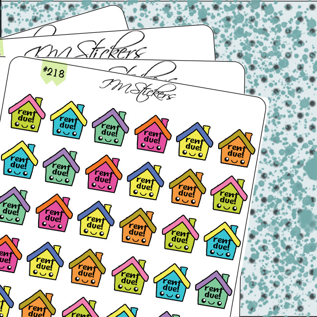Rent Due Spending Tracker Reminder Hand Drawn Planner Stickers Bill Organizers