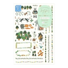 Midori Stickers Yuru Log Forest Animal Pattern 2 Sheets 82672006 Washi Paper