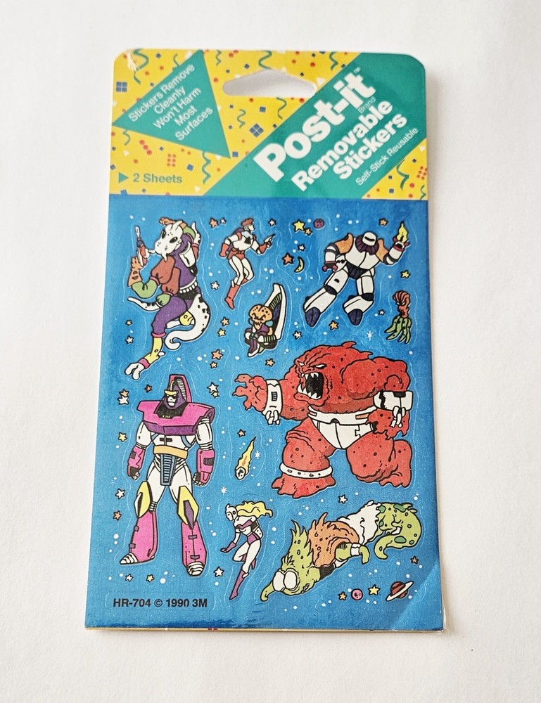 Vtg 3M Stickers NIP Foil Space Aliens HTF 1990 HR-704 Post- It Removable