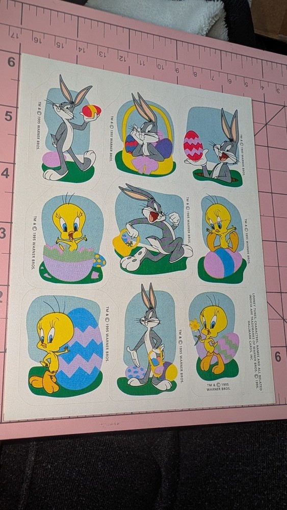 Vintage Hallmark Stickers Looney Tunes Easter Bugs Bunny Tweety 1 Sheet
