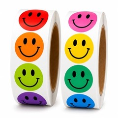 1000PCS Multi Color Smiley Face Stickers 1 Inch 2 Rolls
