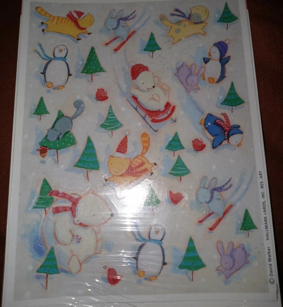 Vintage Hallmark Stickers Christmas David Walker 1 Sheet