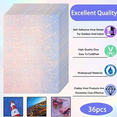 36 Sheets Holographic Sticker Paper Clear A4 Vinyl Sticker Paper Self Star