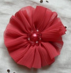 Ruffles Organza AMARANTH RED Flower – Red Centre 65-70mm Single MH AB NJC