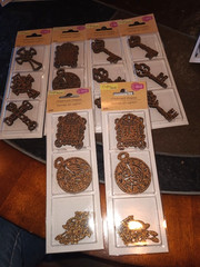 13 pkgs Crafters Square Chipboard Shapes Horse Cat Dog Clock Keys Crosses (53)
