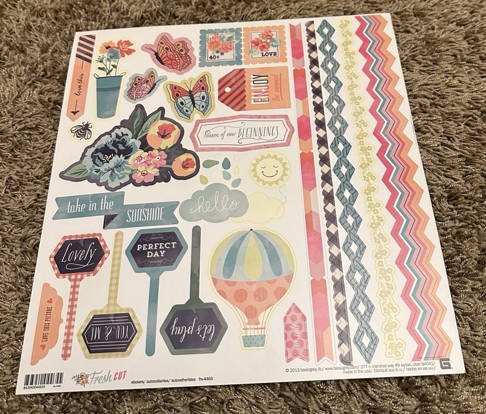 BasicGrey FRESH CUT 12×12 Sticker Sheet Garden Summer Spring 2013