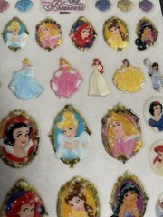 Vintage Disney Princess Glitter Stickers Snow White Ariel Aurora Belle Jasmin