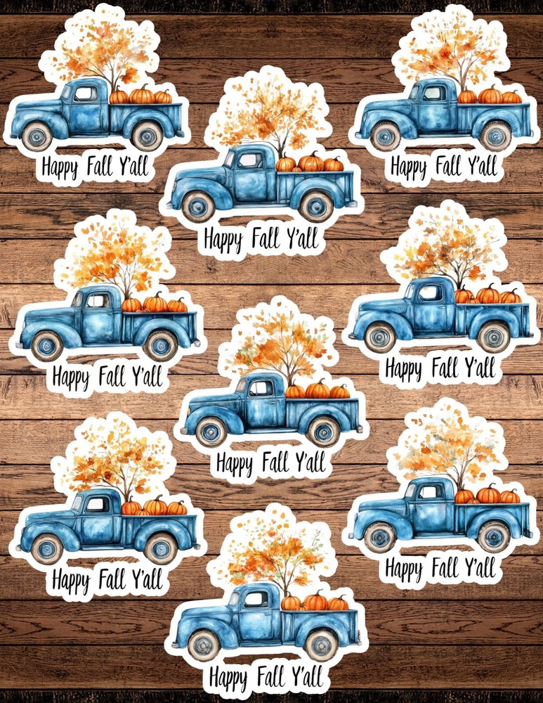Happy Fall Y’all Die Cut Vinyl Stickers Scrapbooking Laptop Waterbottle