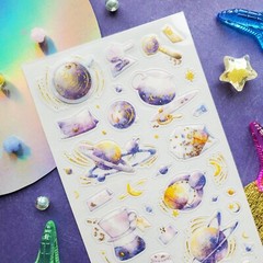 Celestial Coffee – Sticker Sheet – Planets, Moon, & Stars – New in Packaging