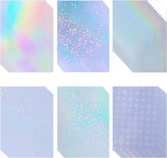 36 Sheets Holographic Sticker Paper Clear Vinyl Rainbow Glitter