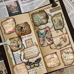 Pegatinas vintage diario, suministros diario con estampados mapas, accesorios.