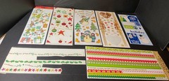 Huge Scrapbooking Lot USED Christmas Stickers Approx 80 Sheets Words Borders