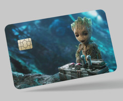 GROOT, 2 pc credit card skin & DEBIT CARD,TROLLEY & GYM