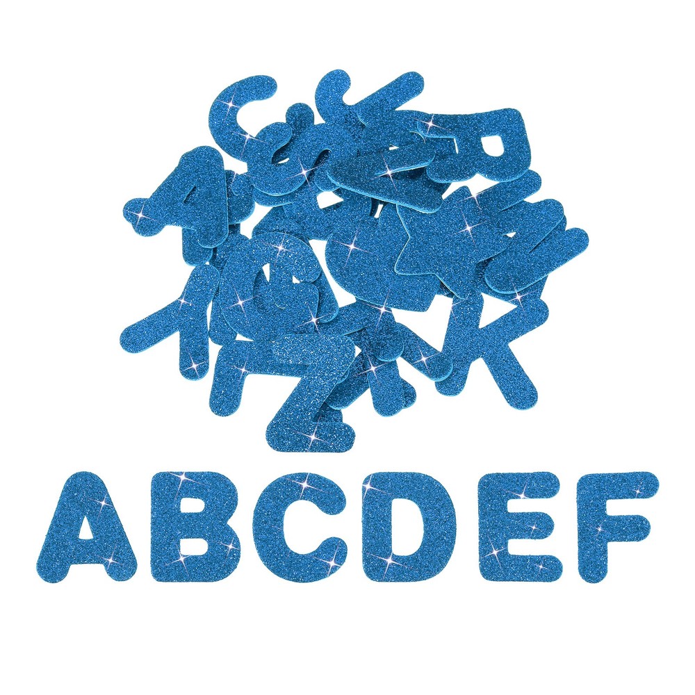 Alphabet Foam Stickers, 52Pcs Letters A-Z EVA Self Adhesive Glitters, Dark Blue