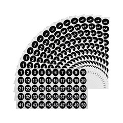 15 Sheets Round Number Stickers, 1-50 Consecutive Number Labels, Black(1″ Each)