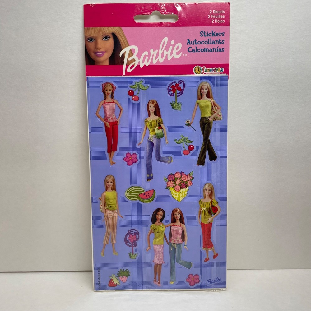 Vintage Sandylion Stickers Barbie New in Package 2 sheets Summer Picnic Fashion