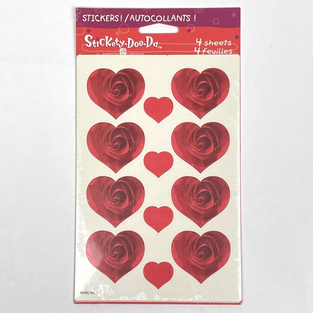 NEW Stickety Doo Da FLORAL ROSE HEARTS American Greetings Stickers 4 Sheets