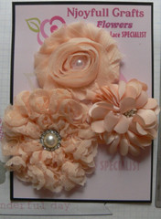 APRICOT Flower Mix Fabric Organza Satin Lace 3 Flower Pk 55-75mm NJC O3