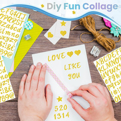 640 Pcs Gold Letter Stickers Glitter Alphabet Stickers, 8 Sheets Self-Adhesive A