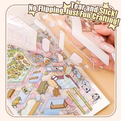 20 Sets 3D Sticker Scenes Miniature House Book for Sticker Therapy Cute Cartoon