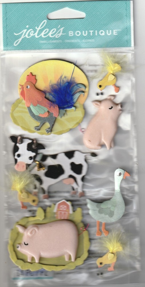 Jolee’s 3-D Hard Resin stickers FARM ANIMALS Theme 82010 Fast Fair Ship!