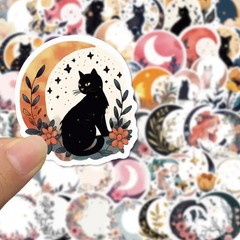 50pc Cute Celestial Floral Moon Sticker Pack Lot Laptop, Scrapbook, Journaling