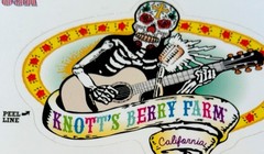 KNOTT’S BERRY FARM SKULL STICKER✨🌺💀🌺✨3 3/4” X 2 3/4”✨PARTY✨🎸✨ MUSIC✨💛❤️💫
