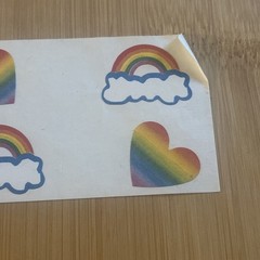 Vtg 90s Stickers Rainbow Clouds Hearts Star
