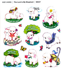 13 PSALM 23 SHEEP SCRIPTURE FAITH STICKERS SEALS 4″X4 3/8″ Sheet