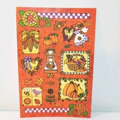 Vtg American Greetings Autumn Fall Pumpkins Leaves Country Gourds Sticker Sheet