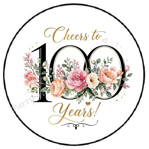 CHEERS TO 100 YEARS ENVELOPE SEALS LABELS STICKERS PARTY FAVORS