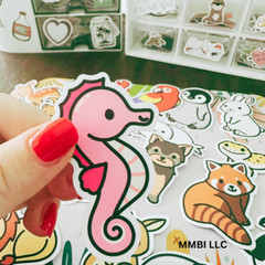 50 Cute Animal Stickers Random Laptop Water Bottle Skateboard Craft Large size