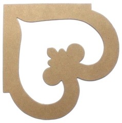 {4} HEART CORNERS – Flourish Bare Unfinished Chipboard Die Cuts – 4.5″ x 5″