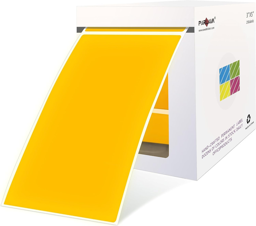 Rectangle Color Code Stickers 3×5 Inch 250 Pack Fluorescent Orange Adhesive Roll