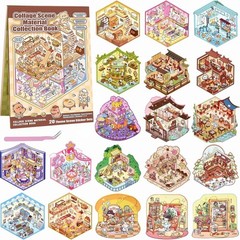 20 Sets 3D Sticker Scene, Miniature House Book for Sticker Therapy, Cute Cartoon