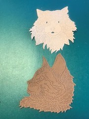 HANDMADE BEAUTIFUL DIE CUT & EMBOSSED SET OF 2 BROWN & IVORY CATS